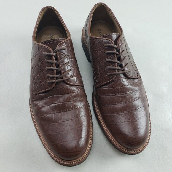 Donald J Pliner Other - Donald Pliner Lance Derby Shoe Mens 10 M Brown Leather Lace Up Croc Embossed